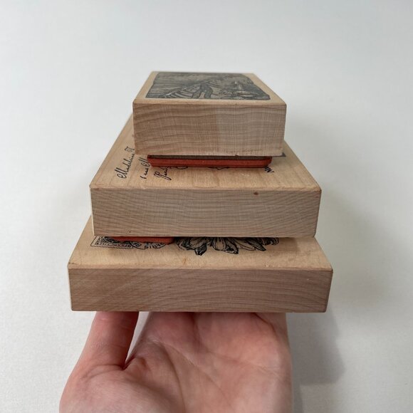 Vtg Stampa Rosa Wood Rubber Stamp Botanical Floral Set Scrapbooking Card Making - Picture 13 of 14